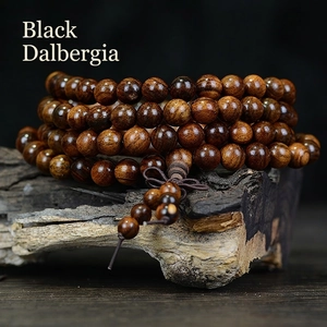 108 beads black rosewood Buddhist prayer bracelet with Chinese knot and tassels