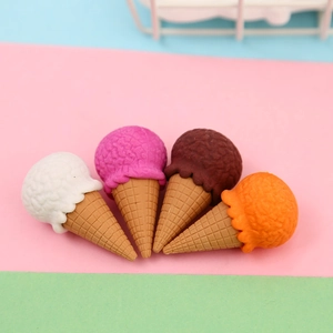 Creative ice cream cone erasers set in white, pink, brown, and orange colors