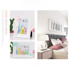 Close-up of cute rabbit series 7-inch white photo frames for kids' room desktop decor