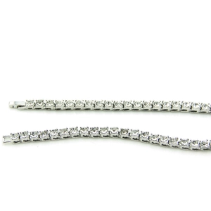 5mm silver tennis bracelet with round clear rhinestones on a clean white background