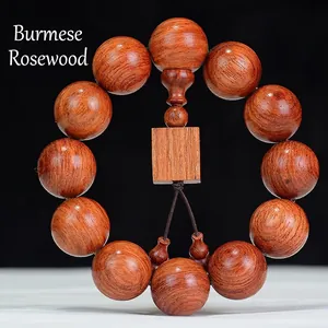 Burmesisches Rosenholz Perlenarmband Buddhistisches Gebet Holz Meditation Mala Ethischer Retro Schmuck Für Herren
