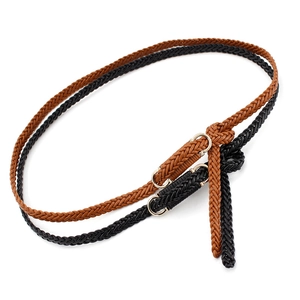 Cinture sottili intrecciate da donna in nero e marrone con fibbie in metallo