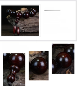 Macro details of high-density sandalwood beads showing natural wood grain and polished finish