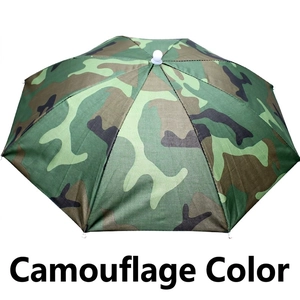 Hands-free camouflage umbrella hat with eight-rib support for fishing and sun protection