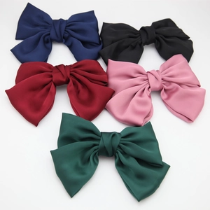 Große Satin-Schleifen-Haarspangen in Marineblau, Schwarz, Weinrot, Rosa und Dunkelgrün