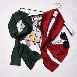 Solid Color Satin Polyester Silk-Like Neckerchief For Women Korean Style Long Narrow Decorative Scarf Elegant Head Scarf Accessory