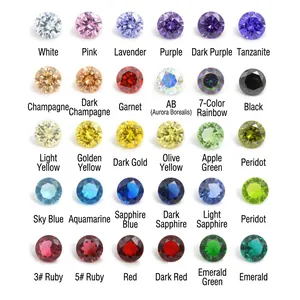 30 vibrant colors of round-cut faceted crystal navel rings displayed in a grid pattern