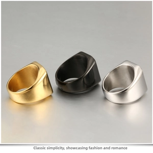 Polished stainless steel punk rings in gold, black, and silver for a minimalist look