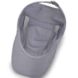 Breathable gray quick-dry mesh cap for men with adjustable metal buckle and sweatband