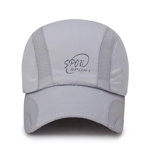 Breathable grey mesh quick-dry sport baseball cap for outdoor sun protection and hiking