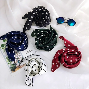 Polka Dot Print Square Scarf Polyester Satin Like Satin Feel Neck Kerchief Retro French Style Women Accessory