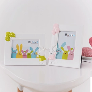Cartoon 3D Bear Rabbit Violin Photo Frame Desktop Decorative PVC Picture Frames For Kids Room Home Decor Cute Gift