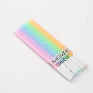 Rainbow long pole birthday candles in transparent box for party cake decoration