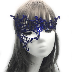 Blaue Spitzenmaske für Maskenball, halbe Gesichtsmaske für Halloween Party Kostüm.