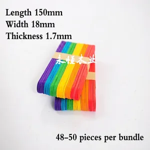 Colorful wooden craft sticks 150x18x1.7mm for DIY handmade projects in multi colors