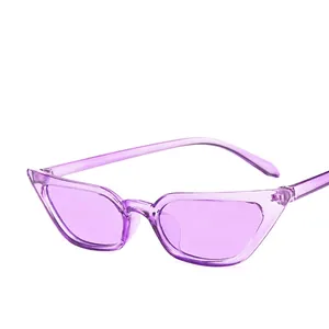 Stylish transparent purple cat-eye sunglasses with clear resin frames for women