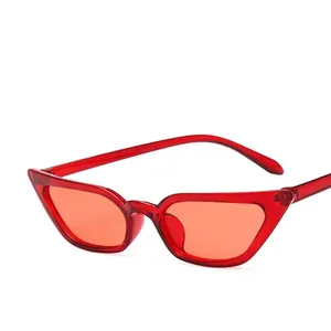 Trendy red cat eye sunglasses with translucent frames and matching lenses for women