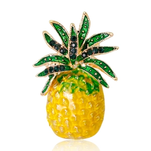 Pineapple Brooch Alloy Rhinestone Enamel Tropical Fruit Pin Fashion Jewelry Accessory For Women Versatile Chic Style