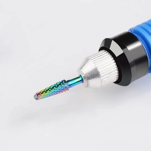 Rainbow tungsten steel nail drill bit for electric manicure machines with spiral texture