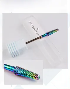 Macro detail of CHB-77 rainbow tungsten nail drill bit with 3/32 inch small cone head