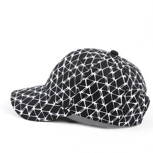 Classic black baseball cap with white geometric triangle patterns for men and women
