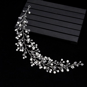 Vigne À Cheveux Mariée Bandeau Fil De Cuivre Künstliche Perles Cristaux Fait Main Flexible Design Branche Bijou Mariage Élégant Femmes