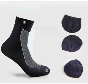 Detail view of breathable mesh structure and Y-type heel on bamboo fiber socks