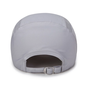 Light gray quick-dry mesh sun hat with adjustable metal buckle and breathable fabric