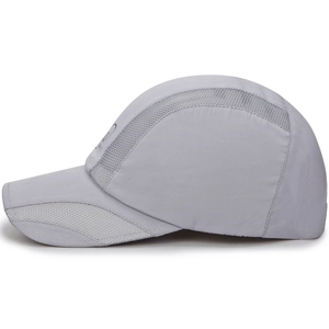 Grey quick-dry mesh baseball cap for outdoor hiking and sun protection sports