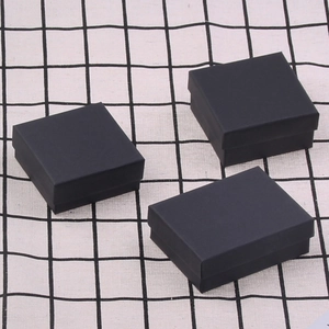 Minimalist black matte jewelry gift box set with square and rectangular paper lid designs