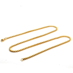 Polished gold 304 stainless steel chain necklace with lobster clasp for women