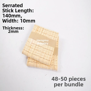 Macro shot of 140mm serrated wooden sticks for DIY crafts and popsicle art creation
