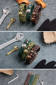 Braided paracord survival bracelets with Spartan helmet and shield metal charms
