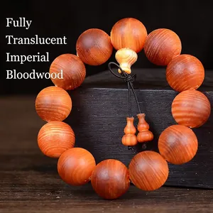 Empowerer blood dragon wood beaded bracelet with 20mm round beads and deep orange finish