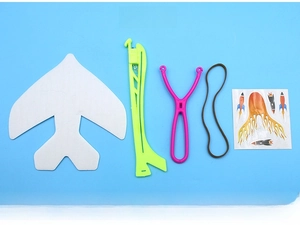 DIY glowing catapult foam plane toy kit with wings, launcher and rocket stickers