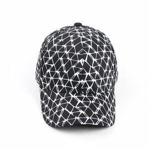 Men's summer baseball cap featuring black and white geometric triangle print with sun protection