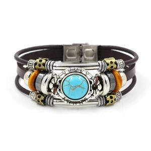 Detail of multilayer beaded rope necklace with turquoise stone and vintage alloy beads