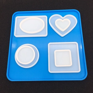 Moule En Silicone DIY Cristal Résine Époxy Plaque De Pressage D'argile Formes Géométriques Cœur Rond Carré Ovale Surface Miroir Outil Artisanal