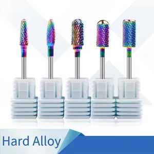 Professional Nail Drill Bits Tungsten Steel Rainbow Electroplating Manicure Pedicure Gel Removal Accessories Tools