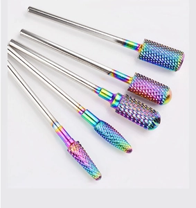 Five-piece set of rainbow tungsten steel nail drill bits with precision cross-cut patterns