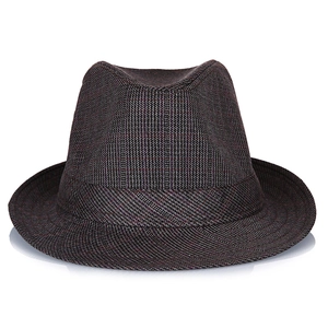 Close-up of the woven texture and classic crown on this stylish men's Fedora sun hat