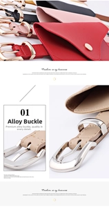 Detail view of colorful PU leather waist bags with high-quality polished silver alloy buckles
