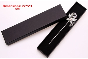 Macro view of butterfly tassel hair pin with 22x5x3cm dimensions and black gift box