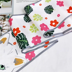 Cartoon cat and tropical leaf pattern double-sided long silk scarf for women styling