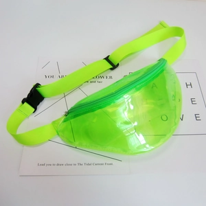 Vibrant neon green transparent waist bag for outdoor sports and fashion use