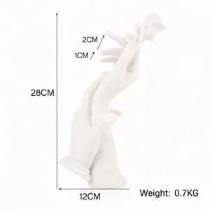 White resin hand-holding rose jewelry display stand and decorative art sculpture 28cm