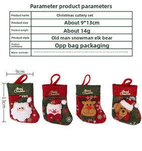 Christmas cutlery holder set detail with Santa Snowman Reindeer and Bear character size