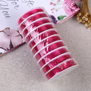 Bulk set of 10 spools of rose pink elastic crystal beading thread for DIY jewelry making
