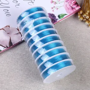 Set of 10 rolls of blue elastic crystal string for DIY jewelry making and beading