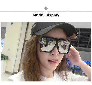 Chic oversized square sunglasses with black frames and silver mirrored lenses for style